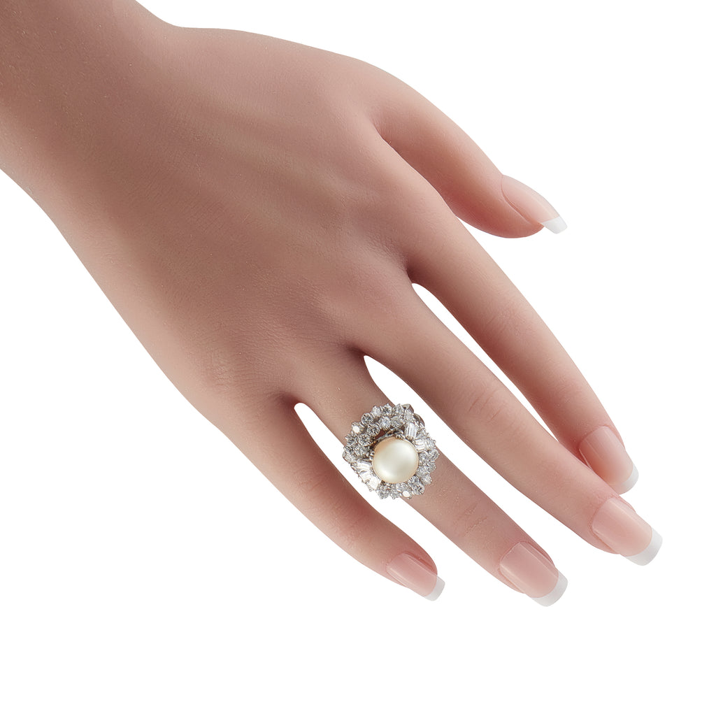 Platinum 2.90ct Diamond and Pearl Ring