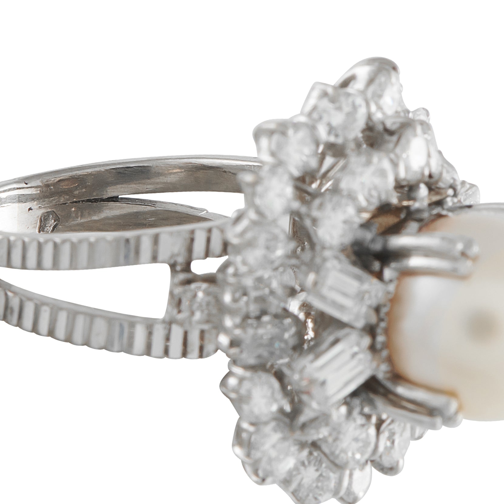 Platinum 2.90ct Diamond and Pearl Ring