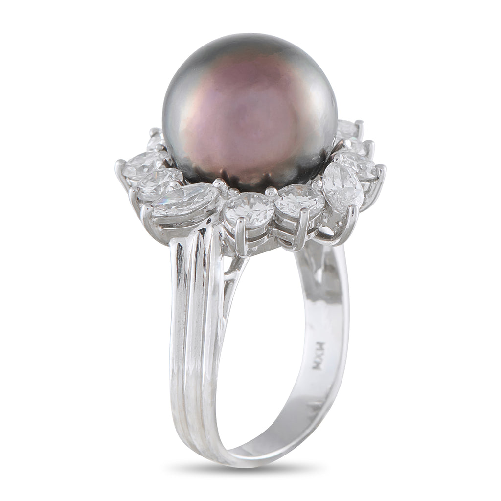 Platinum 1.80ct Diamond and Pearl Ring