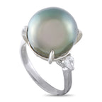 Platinum 0.41ct Diamond and Pearl Ring