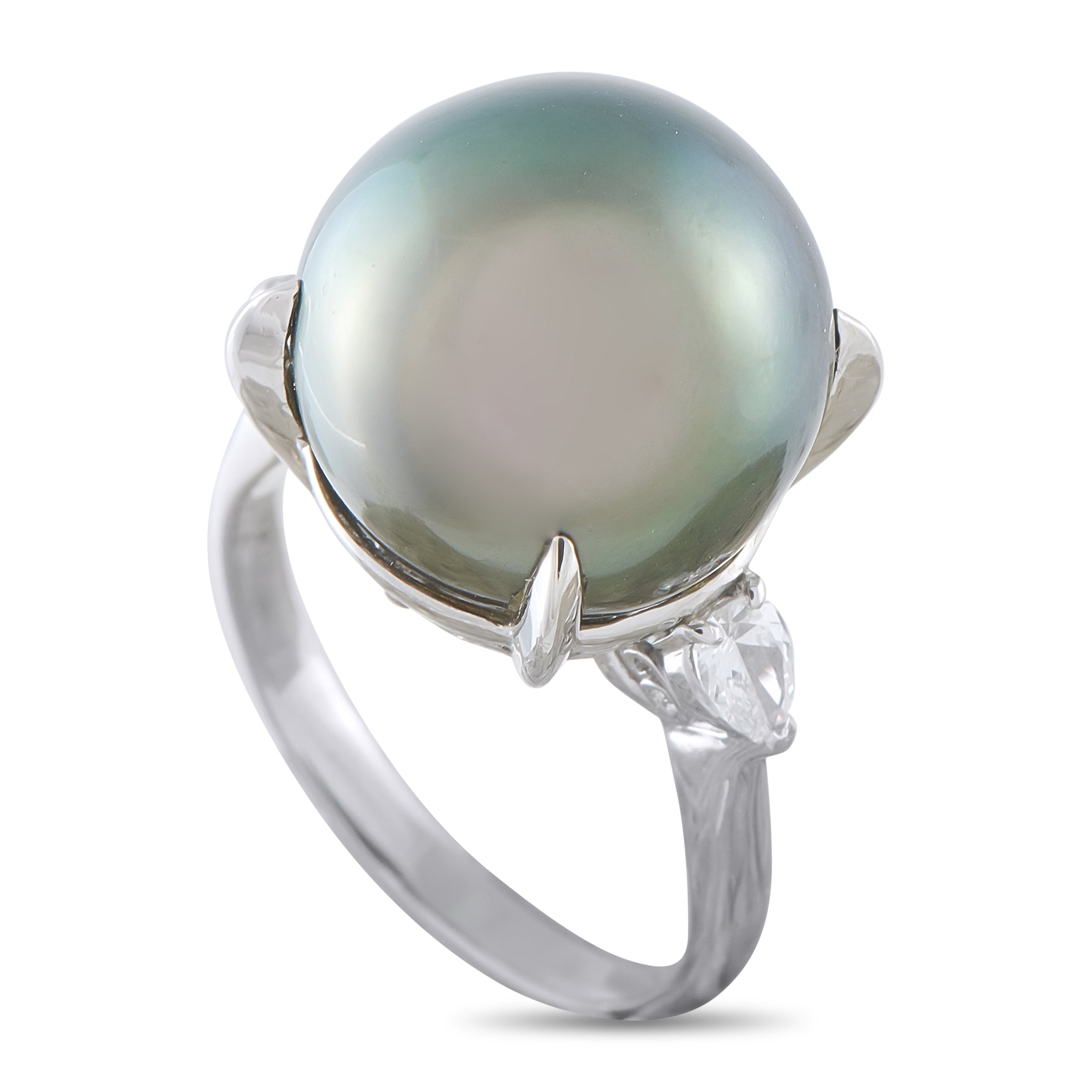 Platinum 0.41ct Diamond and Pearl Ring
