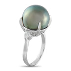 Platinum 0.41ct Diamond and Pearl Ring