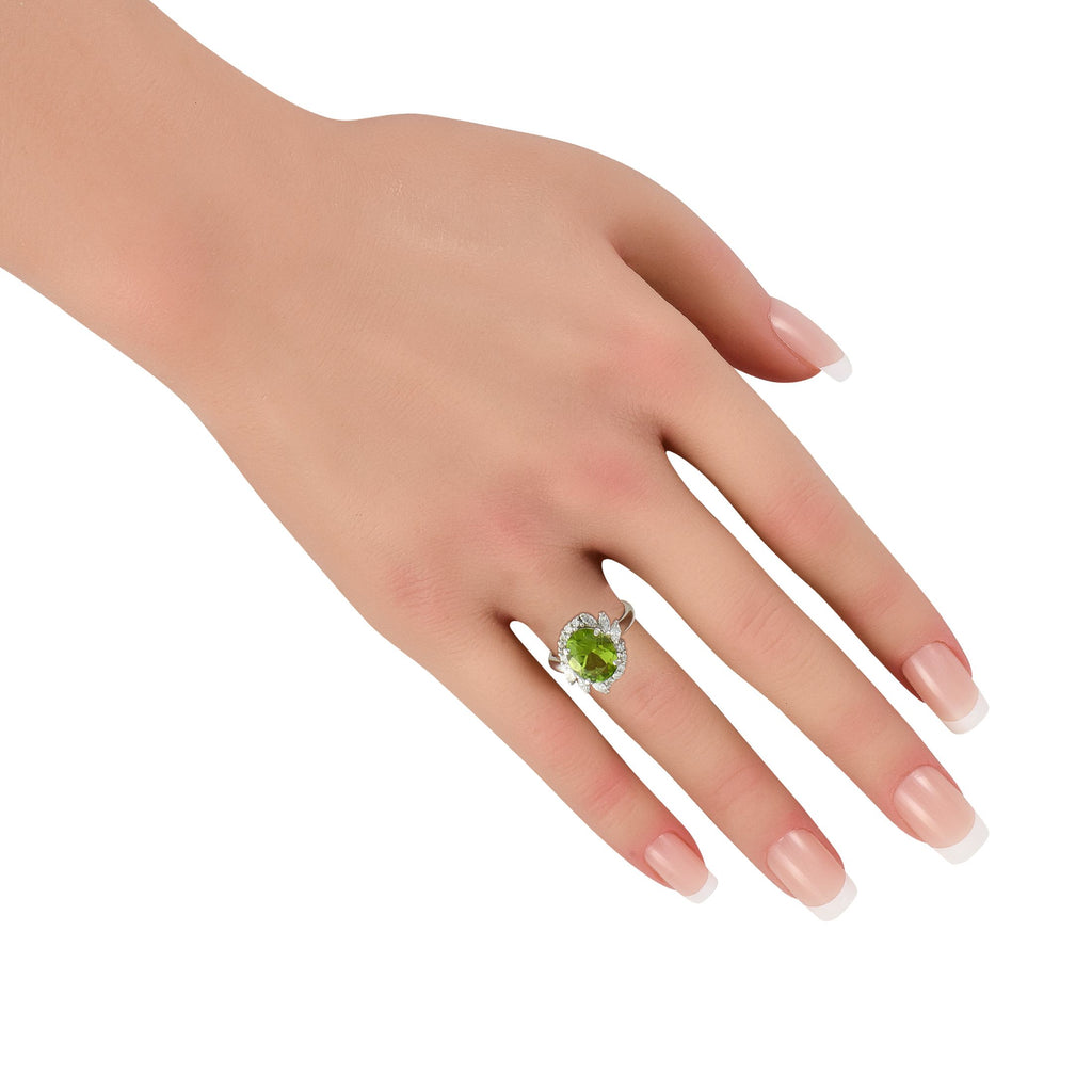 Exclusive Platinum 0.60ct Diamond and Peridot Ring