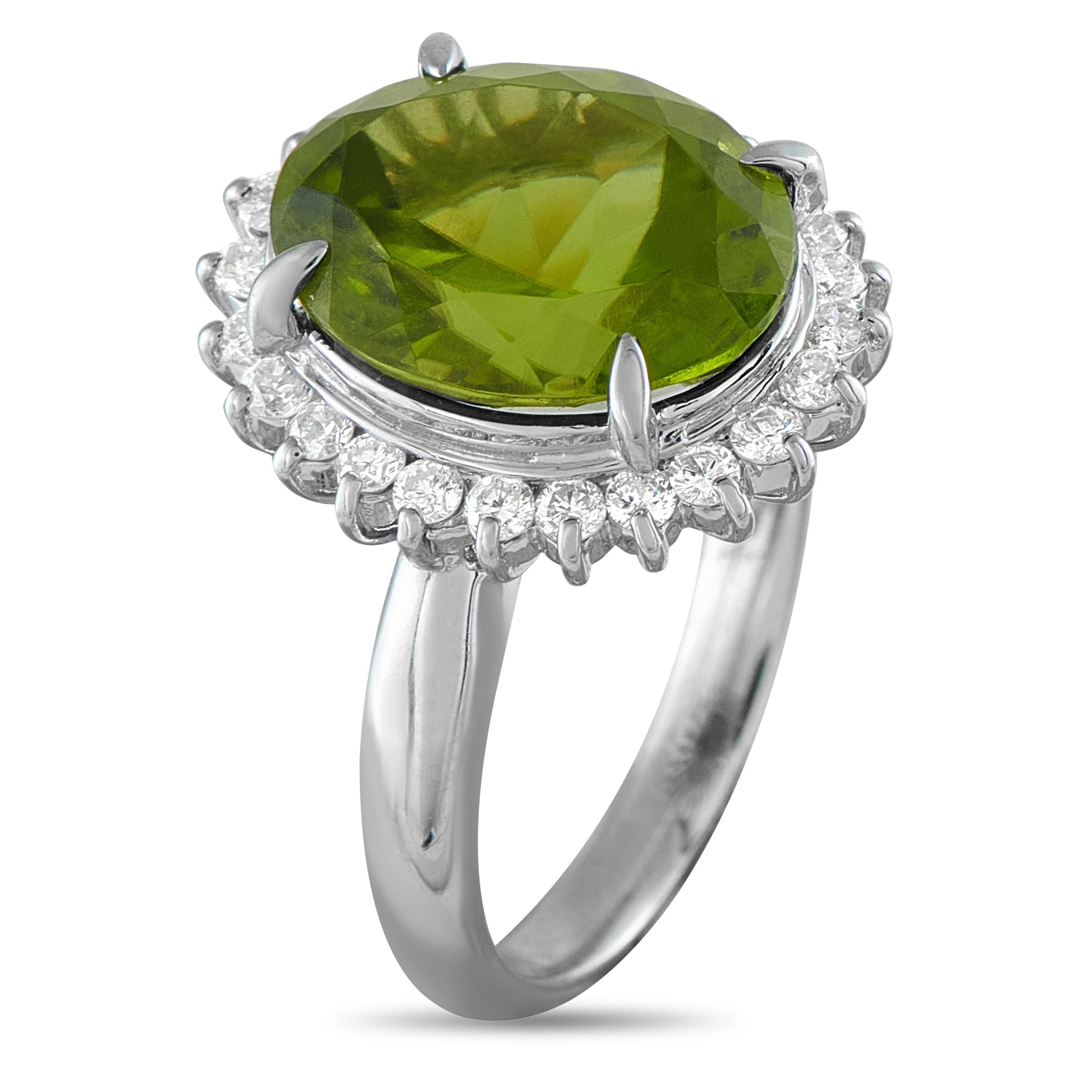 Exclusive Platinum 0.50ct Diamond and Peridot Ring