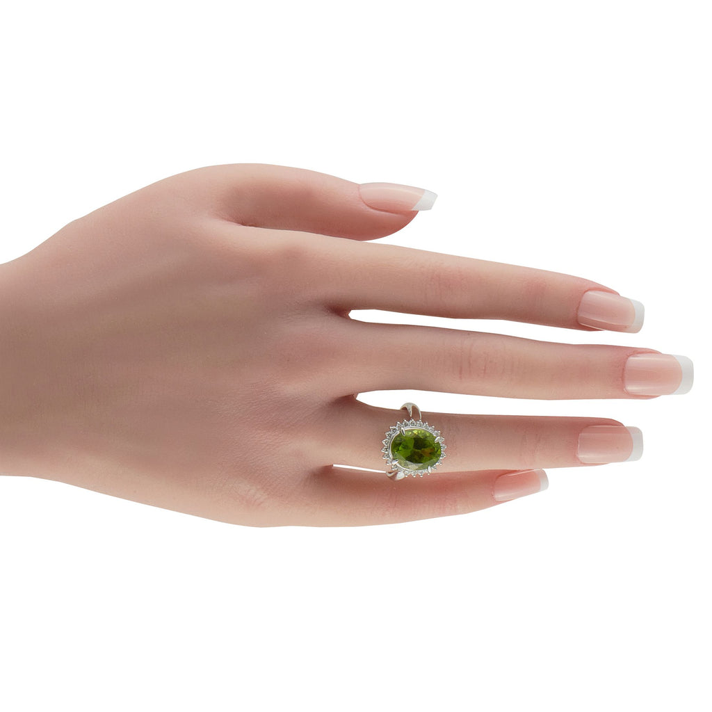 Exclusive Platinum 0.50ct Diamond and Peridot Ring