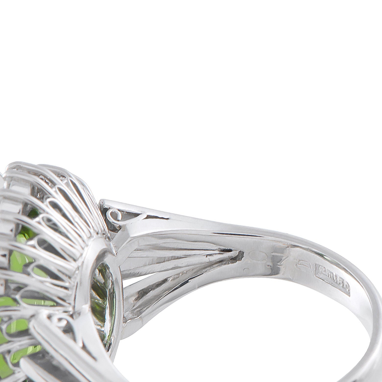 Platinum 0.78ct Diamond and Peridot Ring