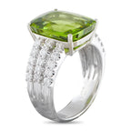 Platinum 0.91ct Diamond and Peridot Ring