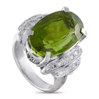 Platinum 0.56ct Diamond and Peridot Ring