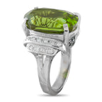 Platinum 0.56ct Diamond and Peridot Ring