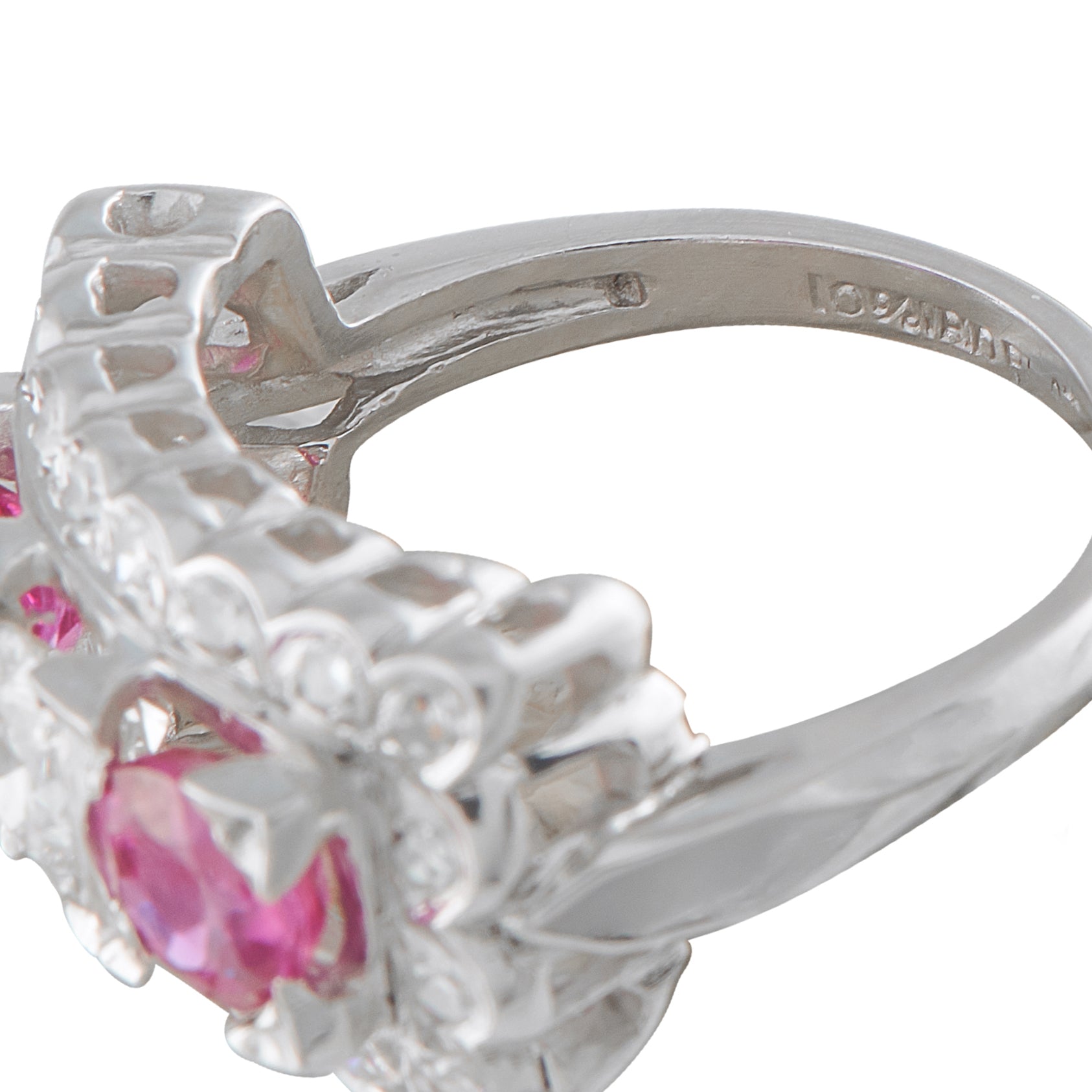 Platinum 0.90ct Diamond and Pink Sapphire Ring