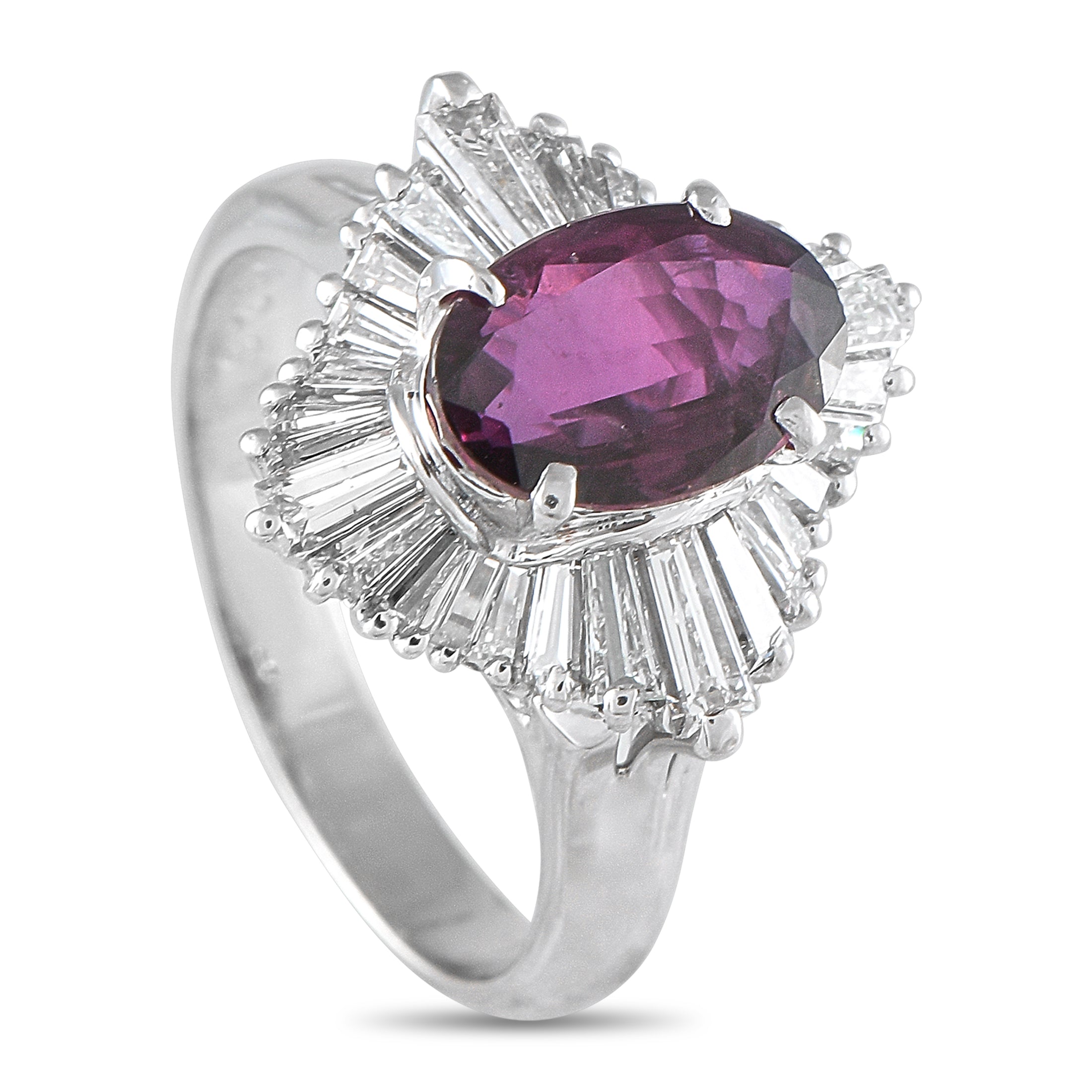 Platinum 1.26ct Diamond and Purple Sapphire Ring