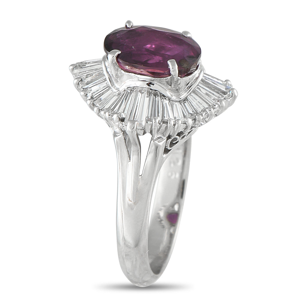 Platinum 1.26ct Diamond and Purple Sapphire Ring