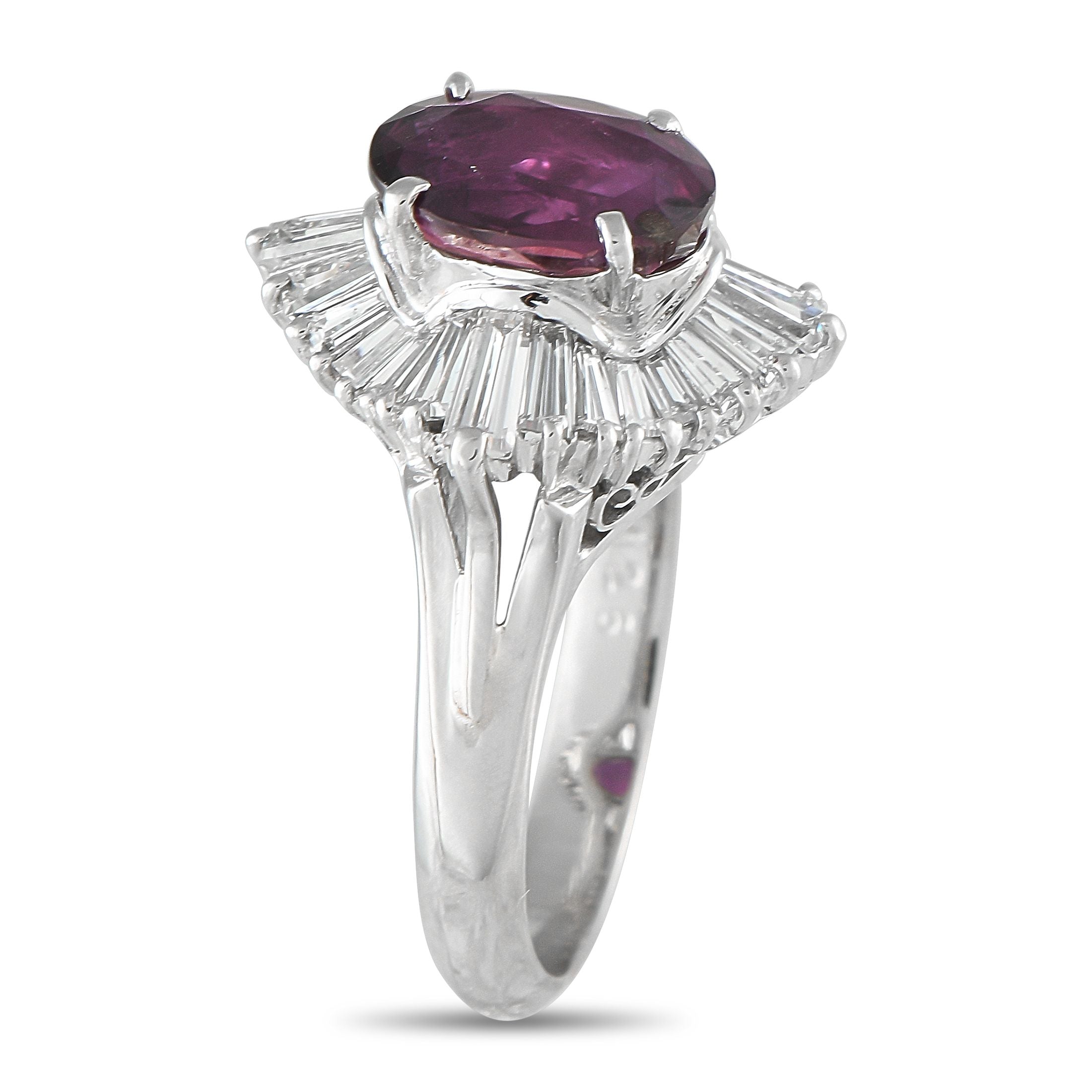 Exclusive Platinum 1.26ct Diamond and Purple Sapphire Ring