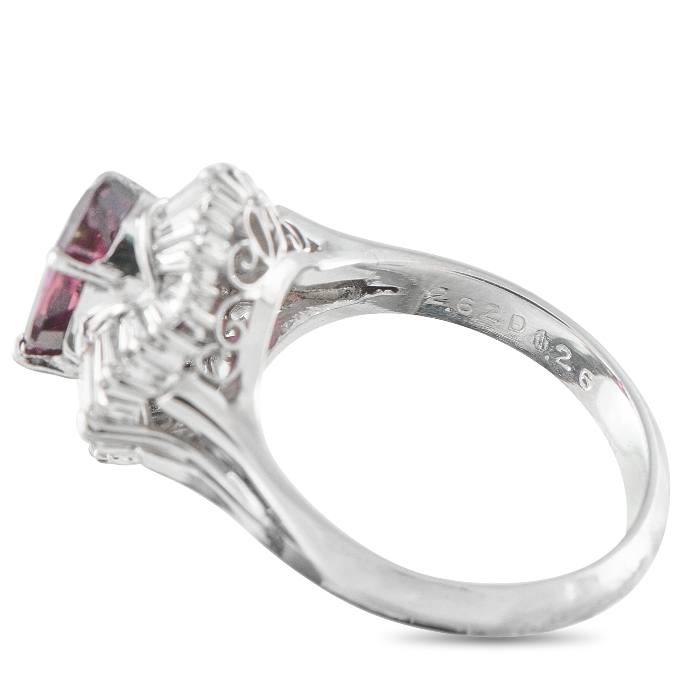 Platinum 1.26ct Diamond and Purple Sapphire Ring