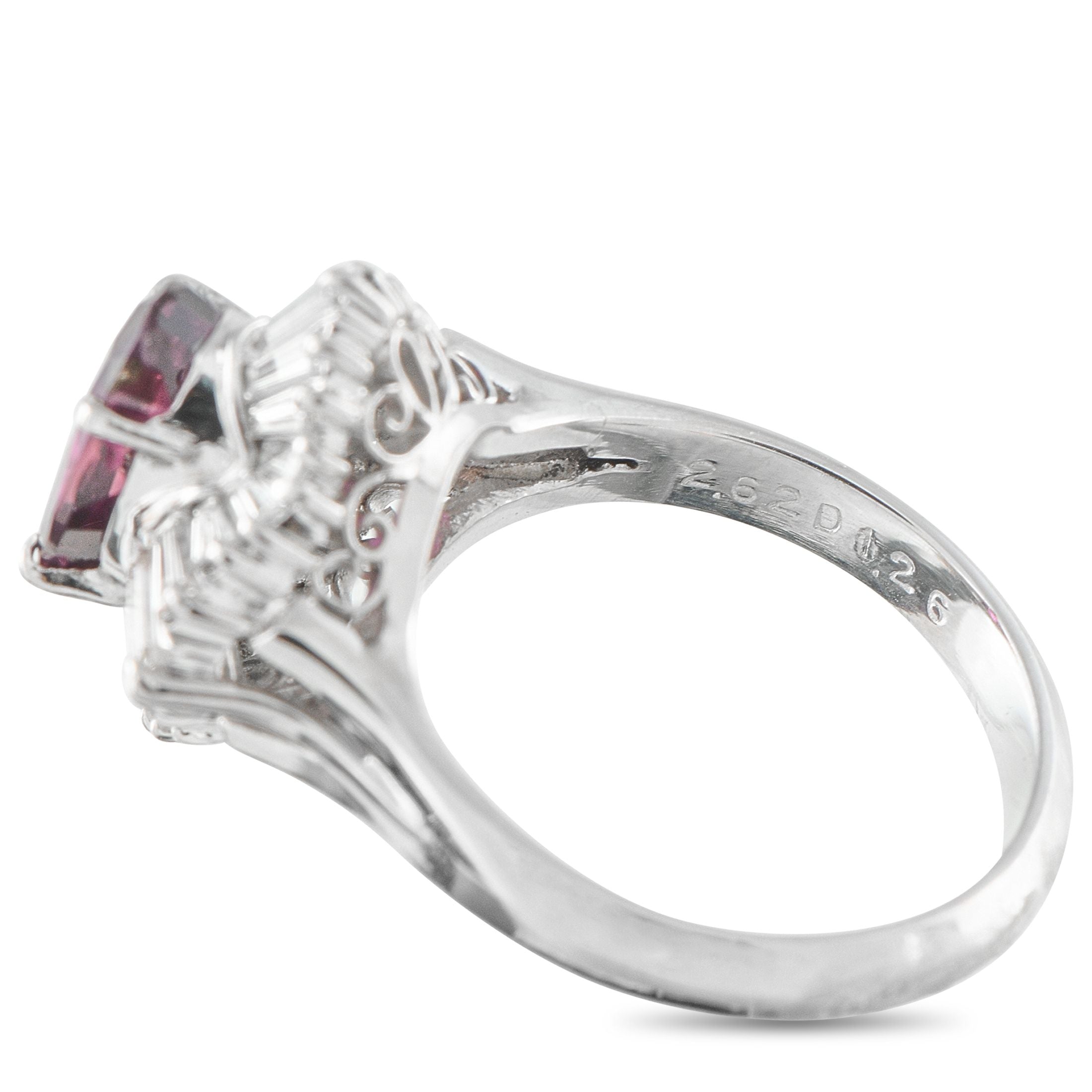 Exclusive Platinum 1.26ct Diamond and Purple Sapphire Ring