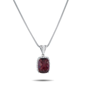 Platinum 0.80ct Diamond and Rhodolite Garnet Pendant