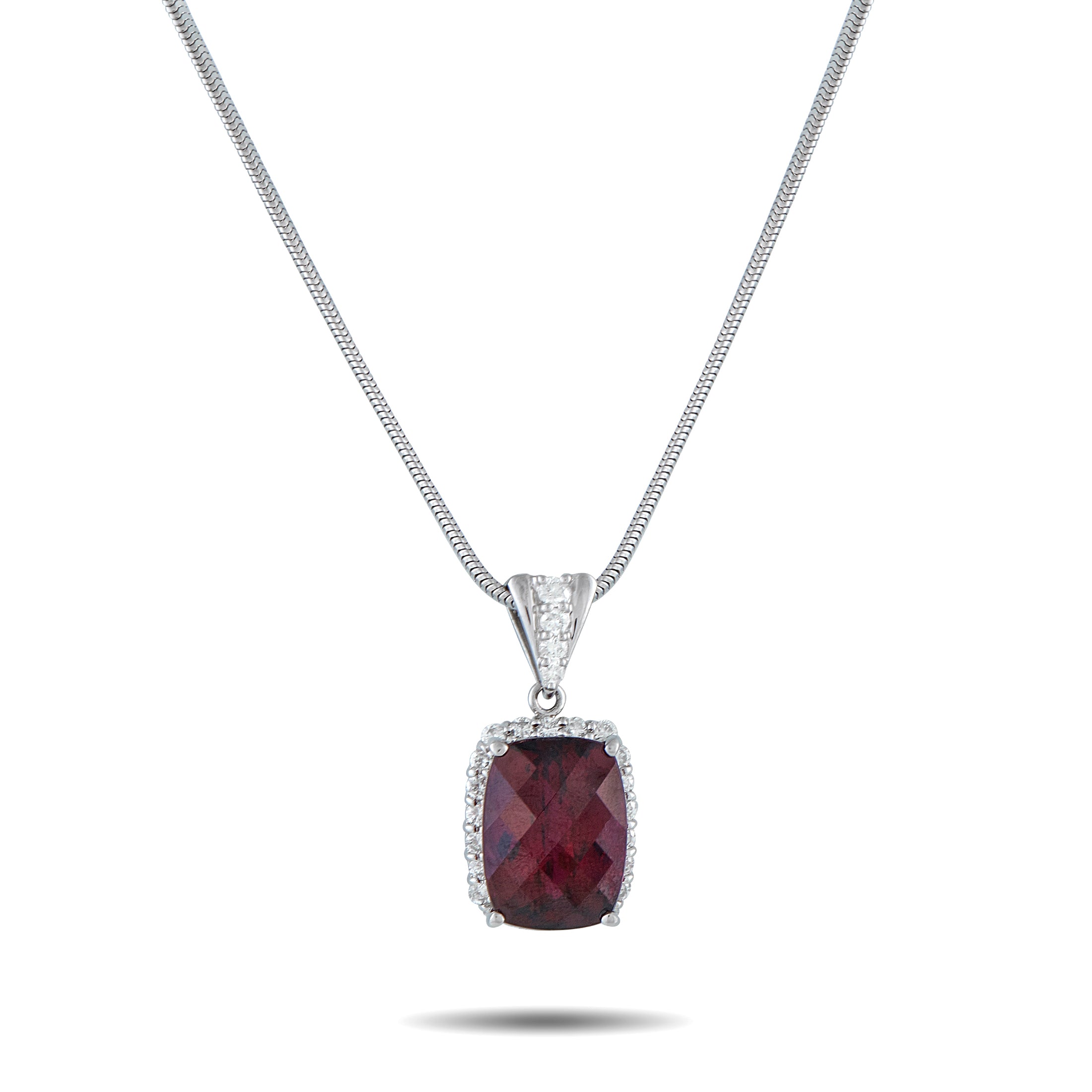Platinum 0.80ct Diamond and Rhodolite Garnet Pendant
