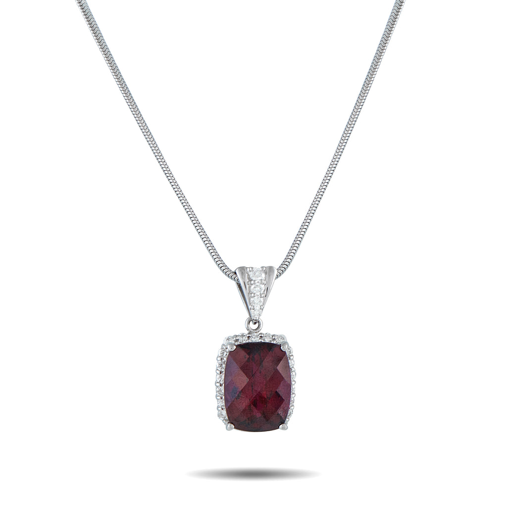 Platinum 0.80ct Diamond and Rhodolite Garnet Pendant