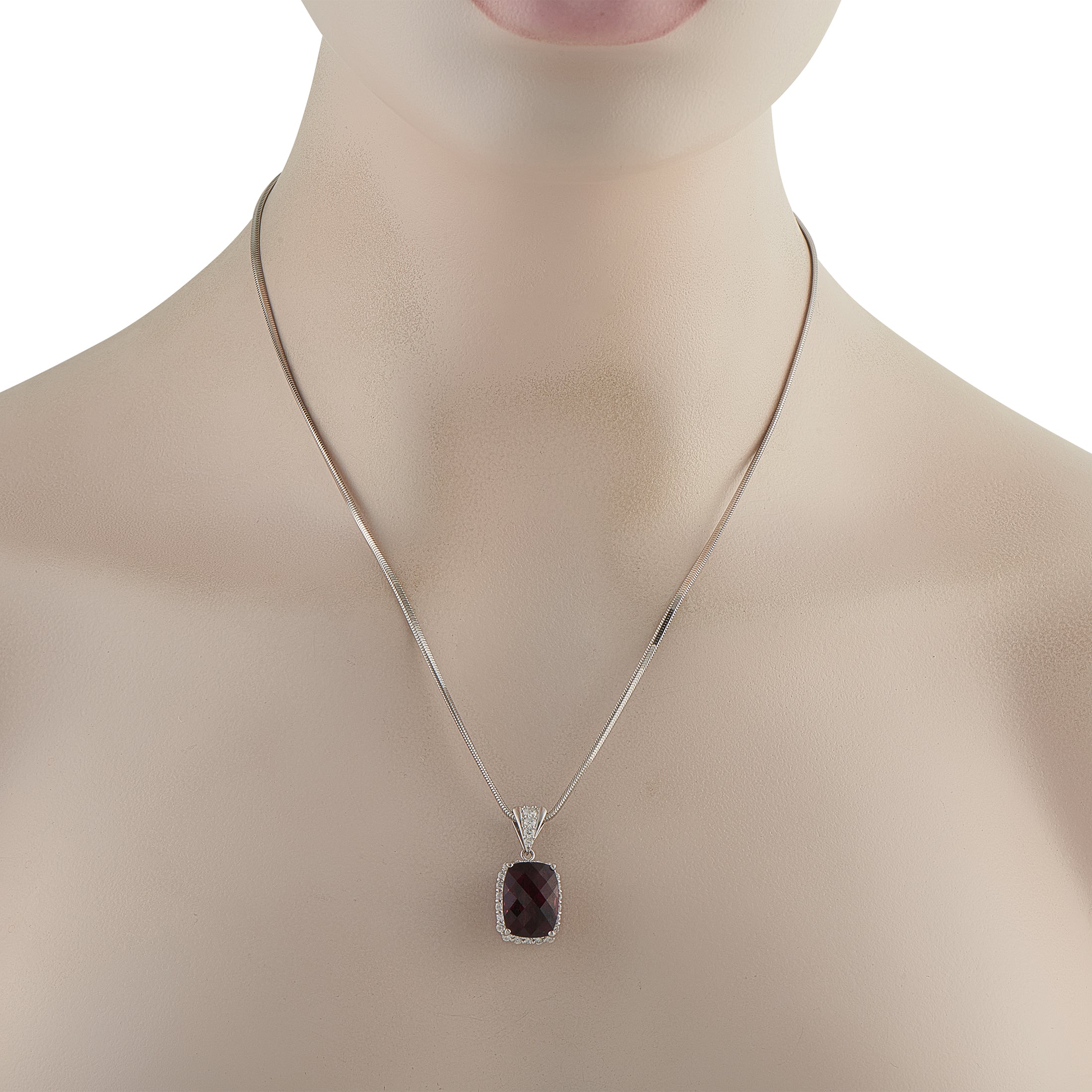 Platinum 0.80ct Diamond and Rhodolite Garnet Pendant