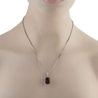Exclusive Platinum 0.80ct Diamond and Rhodolite Garnet Pendant Necklace