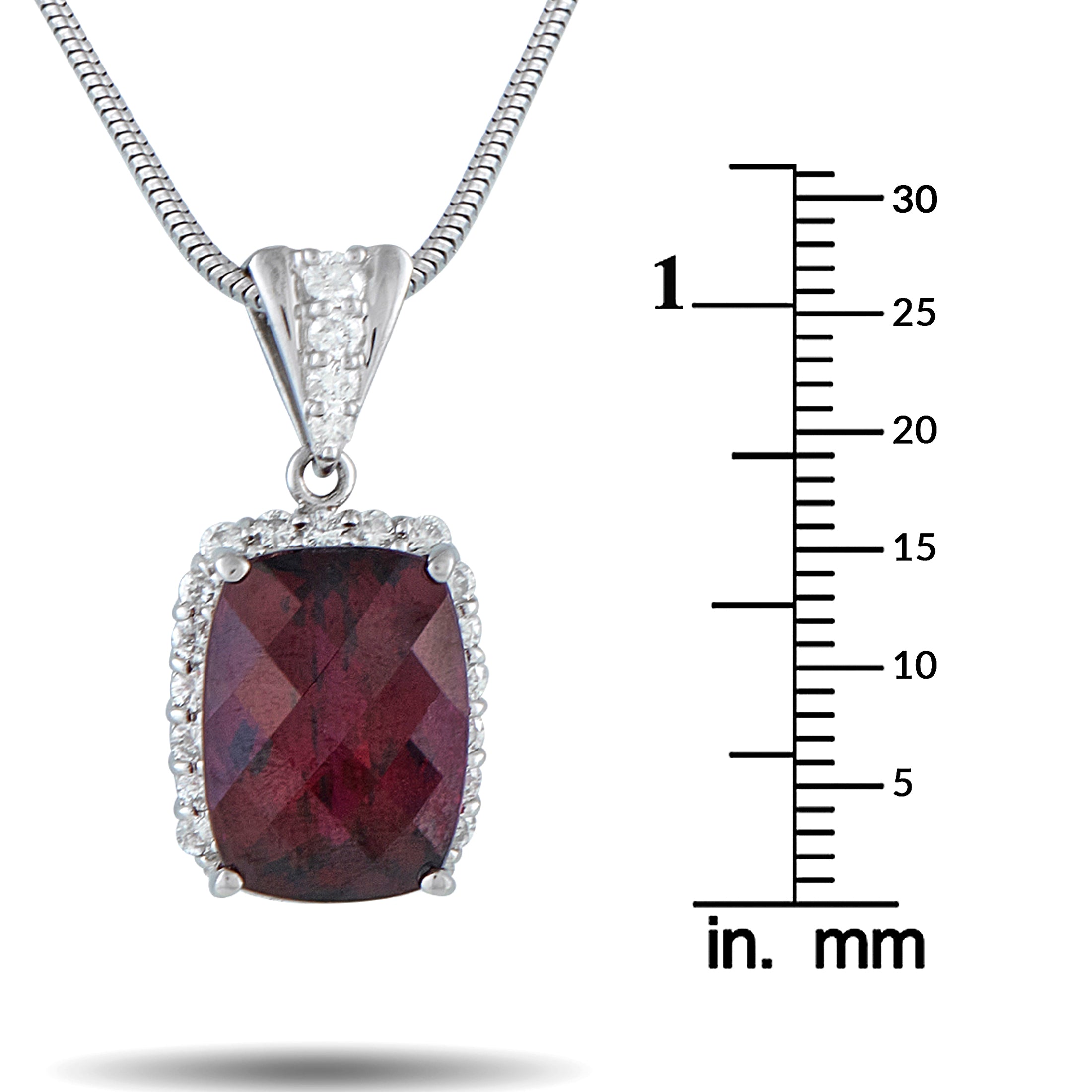 Platinum 0.80ct Diamond and Rhodolite Garnet Pendant