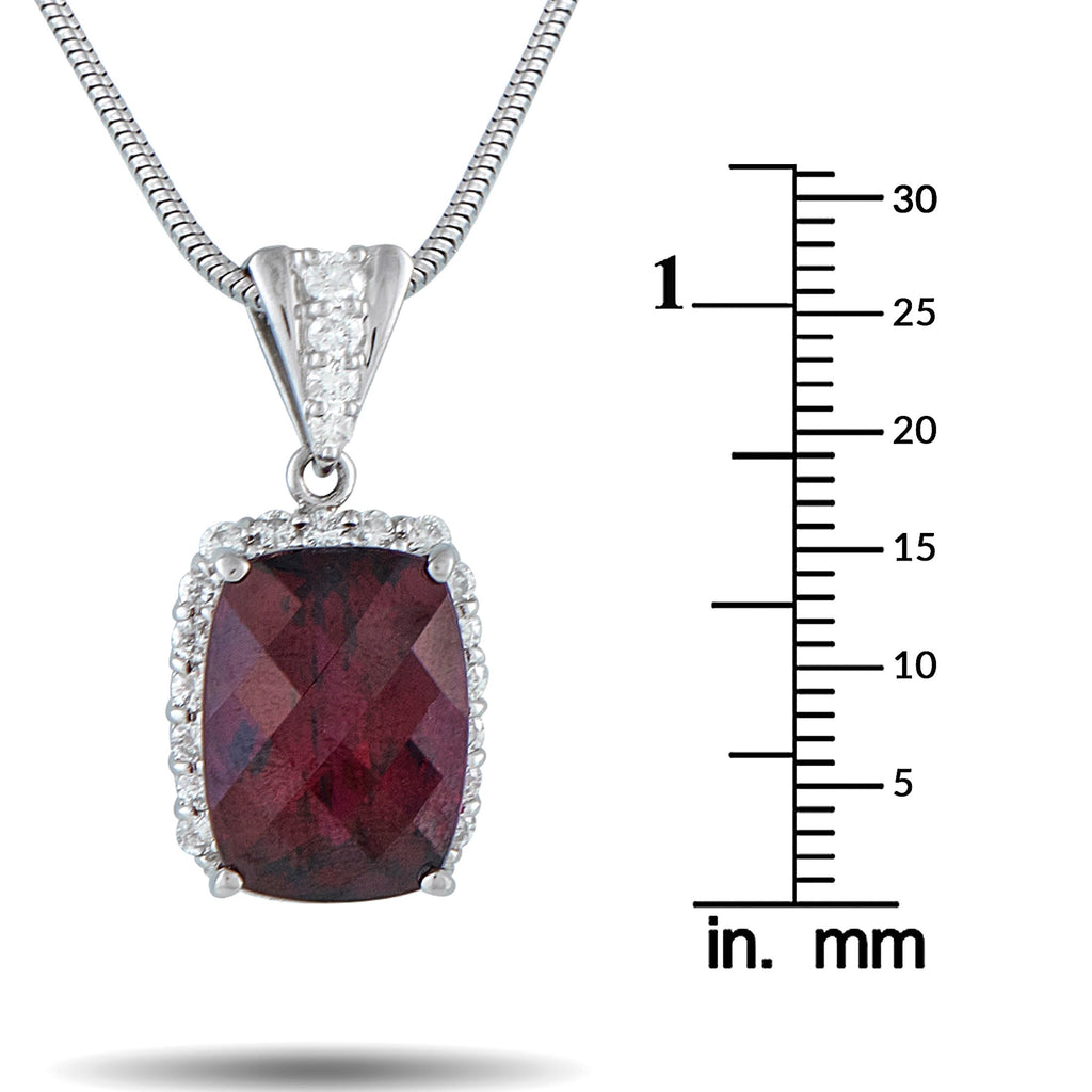 Exclusive Platinum 0.80ct Diamond and Rhodolite Garnet Pendant Necklace