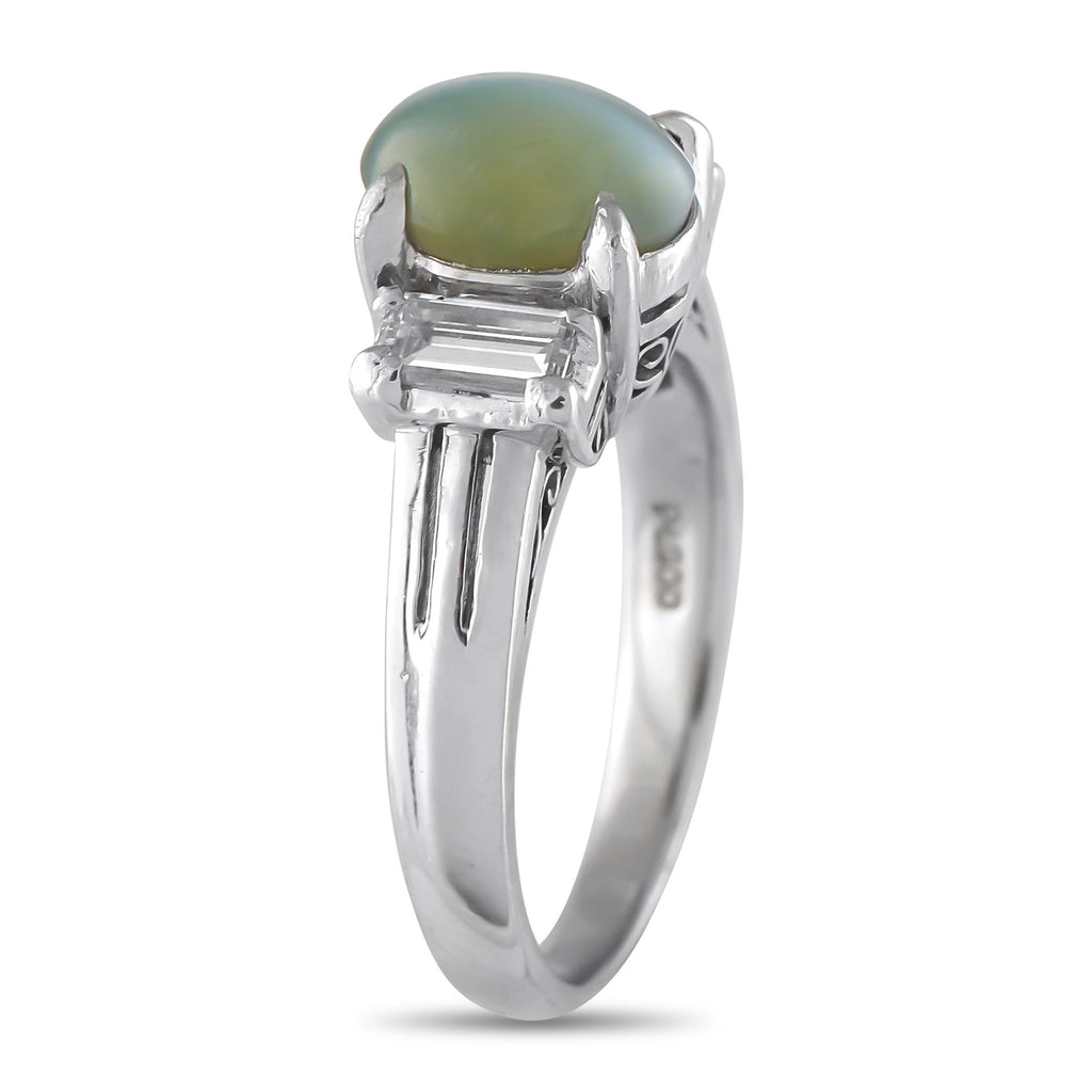 Exclusive Platinum 0.58ct Diamond and Cats Eye Ring