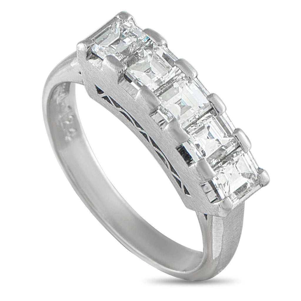 Exclusive Platinum 1.24ct Diamond Ring - This sophisticated ring exudes old fashioned elegance. Square-cut Diamonds with a total weight of 1.24 carats allow this ring