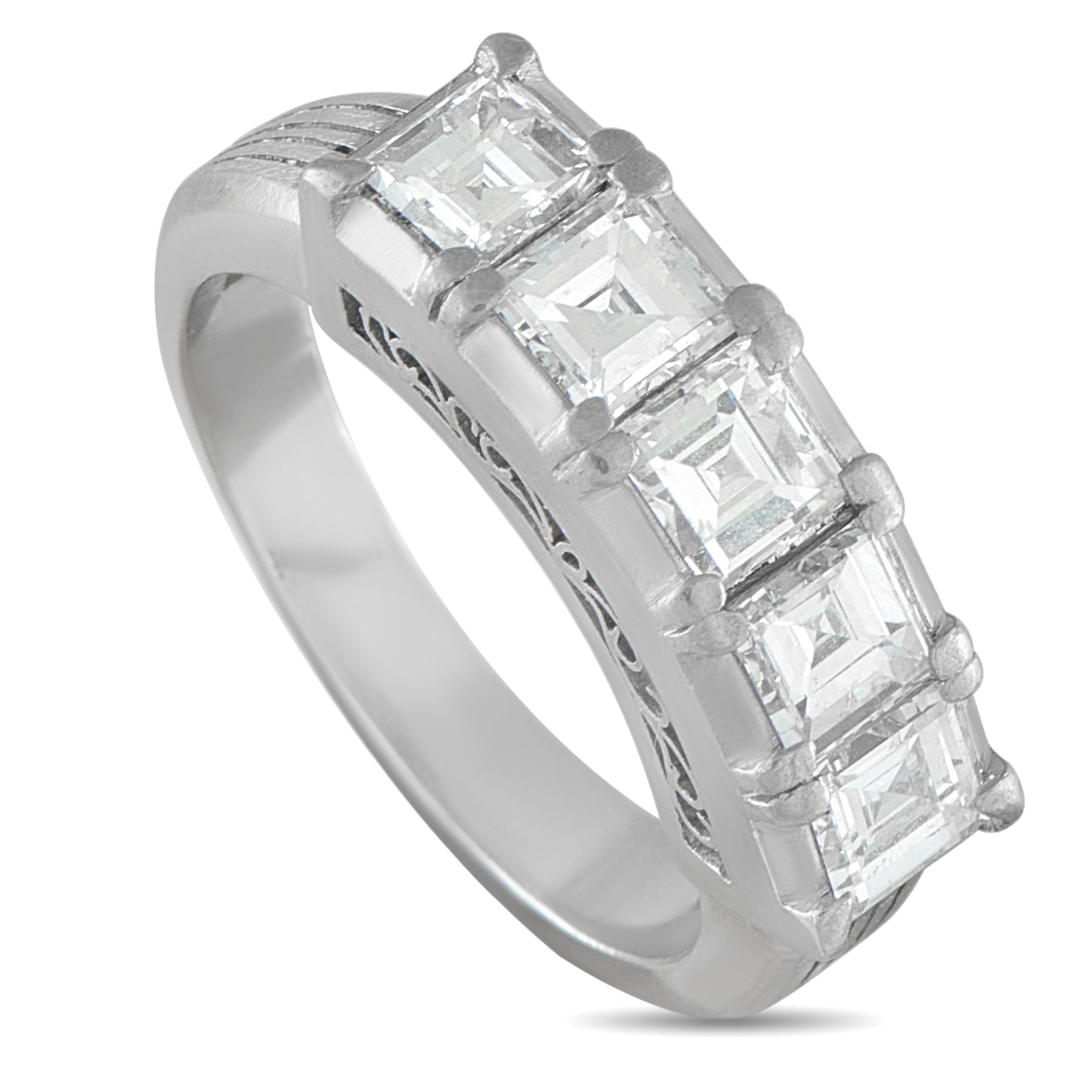 Exclusive Platinum 1.74ct Diamond Ring - This simple, elegant ring is poised to add a touch of sparkle to any outfit. Understated enough for everyday wear, square-cut