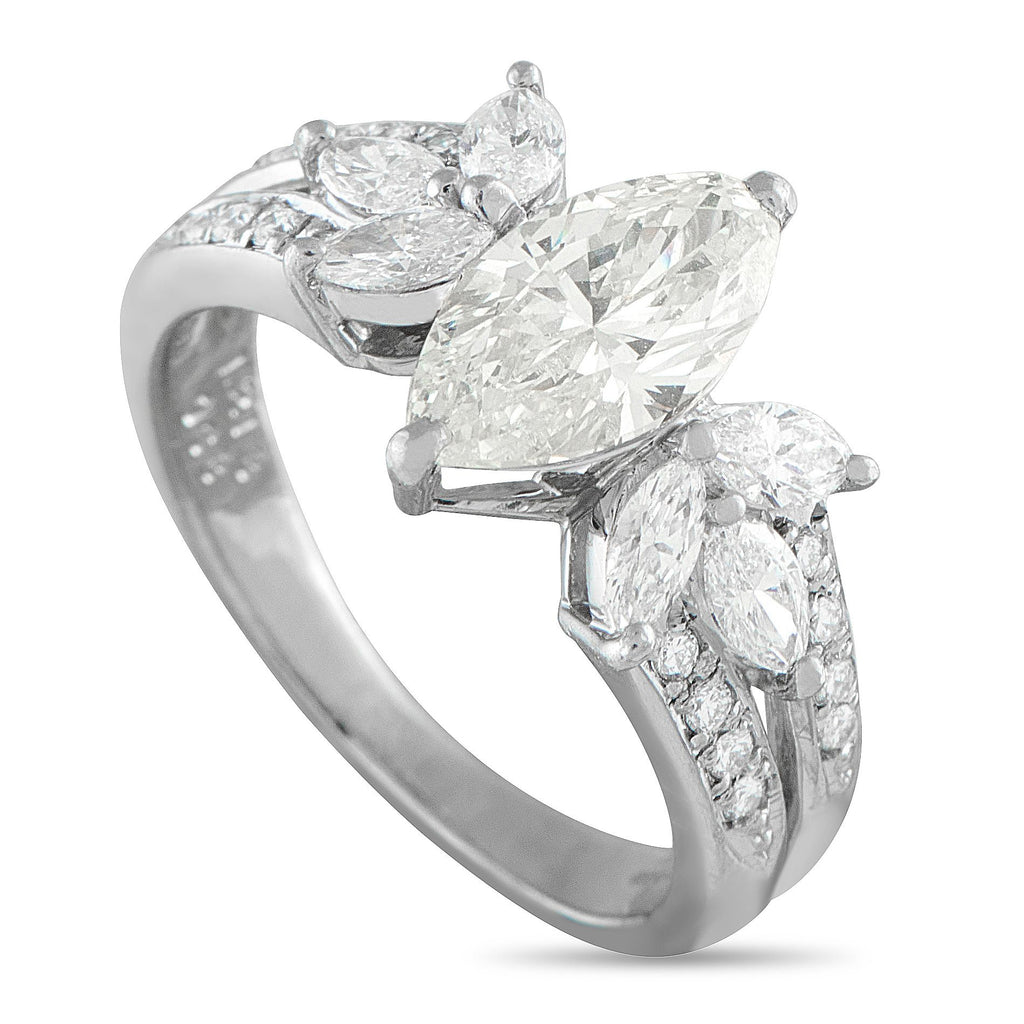 Exclusive Platinum 1.89ct Diamond Ring - This exquisitely crafted ring will continually catch the light. The classic design includes a 1.21 carat marquise-cut Diamond