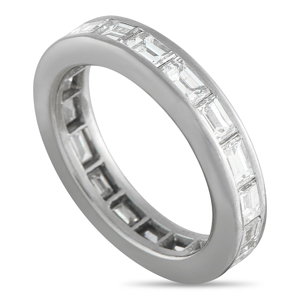 Exclusive Platinum 3.44ct Diamond Eternity Band Ring - This eternity band is sleek, simple and sophisticated. At the center of the Platinum setting, Diamond baguettes with a total