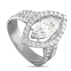 Exclusive Platinum 1.60ct Diamond Ring - This luxury ring will continually impress. A 1.0 carat marquise cut Diamond seemingly floats at the center of the ornate Plat