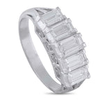 Platinum 1.80ct Diamond Five-Stone Ring - This  ring presents a dazzling display of five rectangular step-cut diamonds, totaling 1.80 carats. The diamonds are arranged