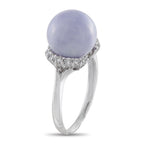 Platinum 0.40ct Diamond and Jade Ring
