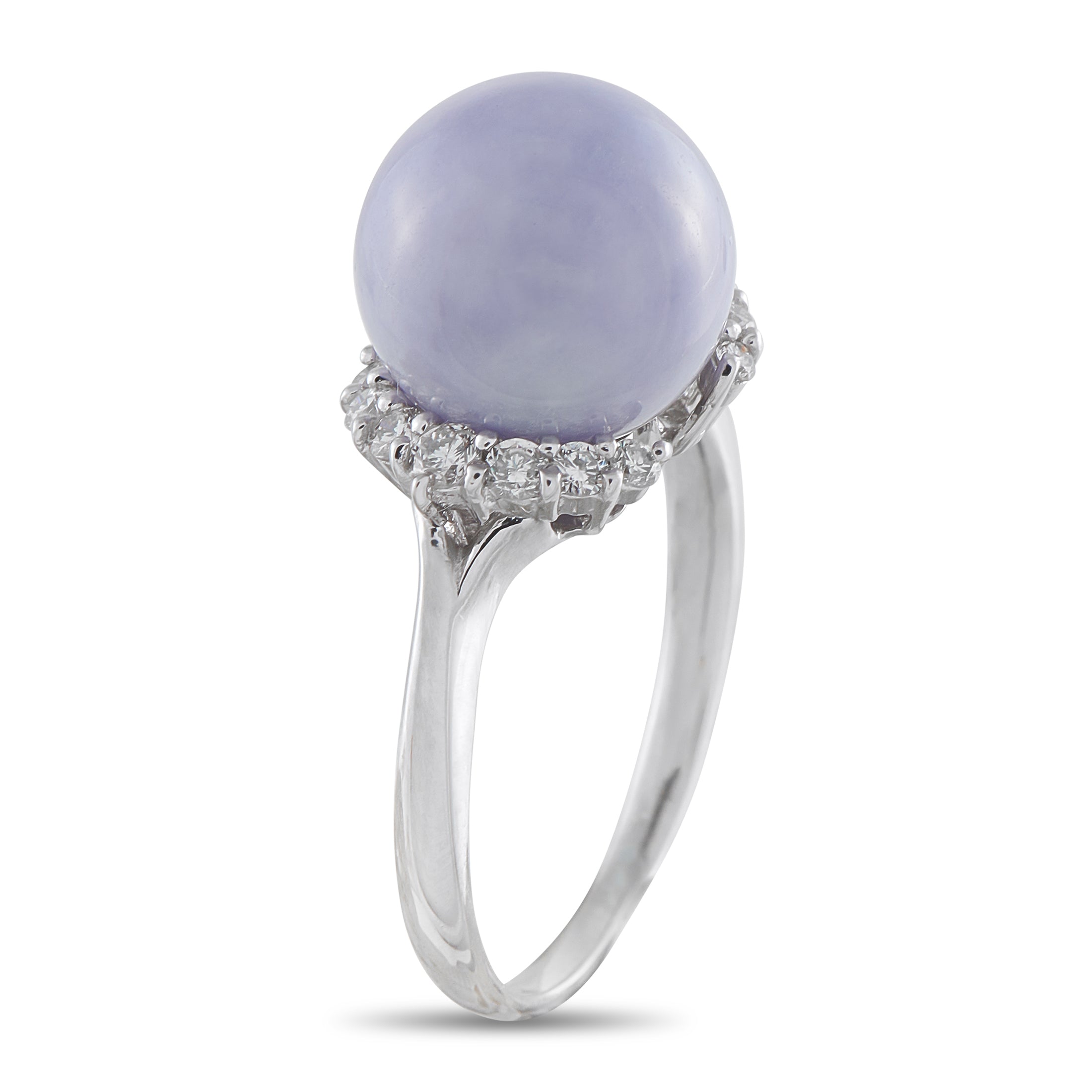Platinum 0.40ct Diamond and Jade Ring