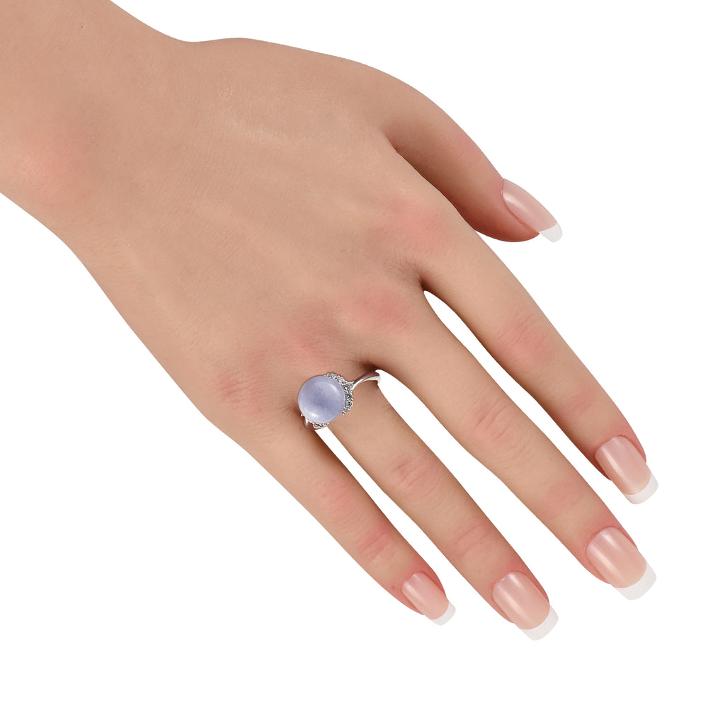 Platinum 0.40ct Diamond and Jade Ring