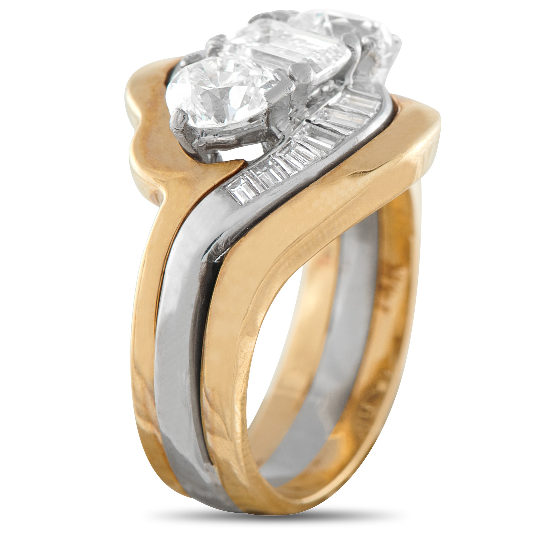 Platinum and 14K Yellow Gold 2.80ct Diamond Ring