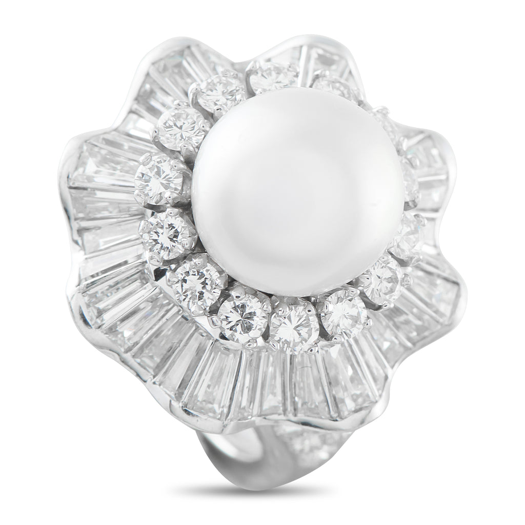 Platinum 4.0ct Diamond and Pearl Ring