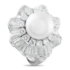Platinum 4.0ct Diamond and Pearl Ring