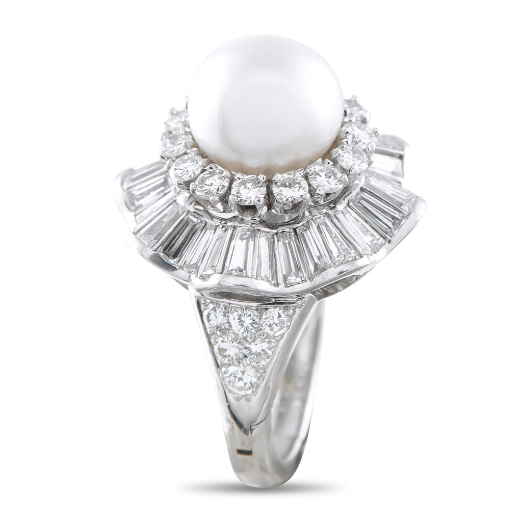 Platinum 4.0ct Diamond and Pearl Ring