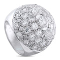 Platinum diamond ring with large pavé-set round cluster top