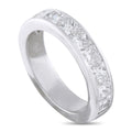 Platinum diamond band with channel-set square-cut diamonds across the top