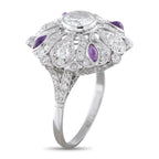 Platinum 2.05ct Diamond Art Deco Flower Ring