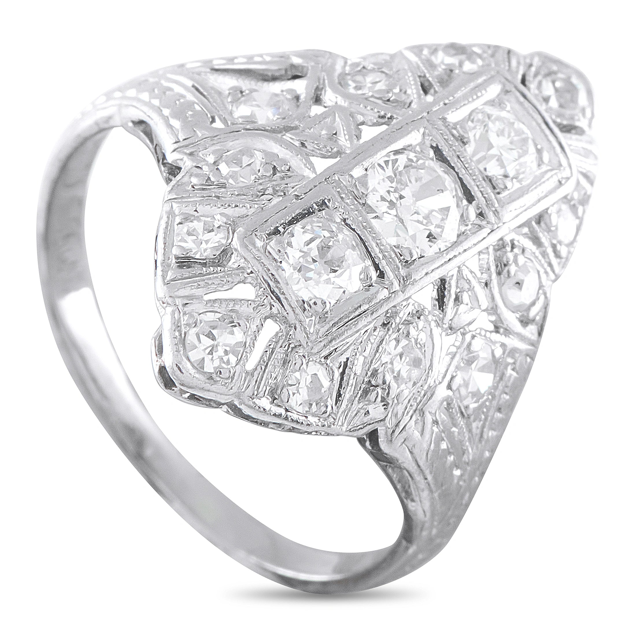 Antique Platinum 1.0ct Diamond Art Deco Ring