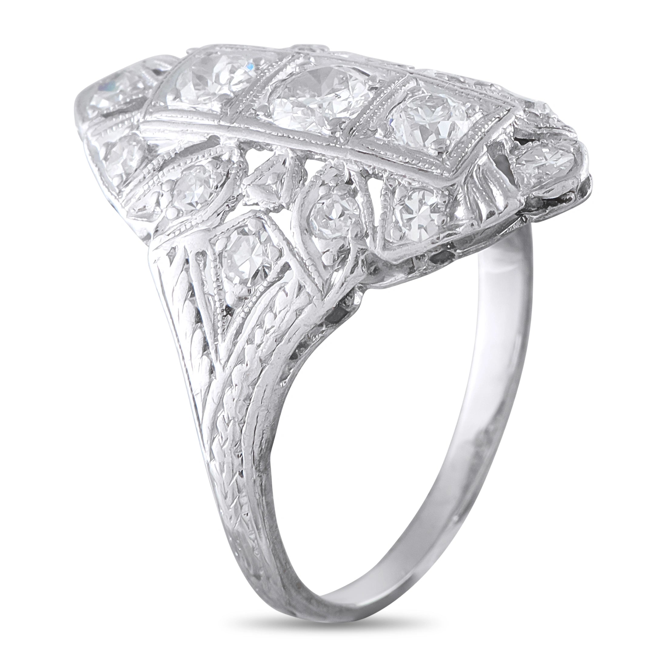 Antique Platinum 1.0ct Diamond Art Deco Ring