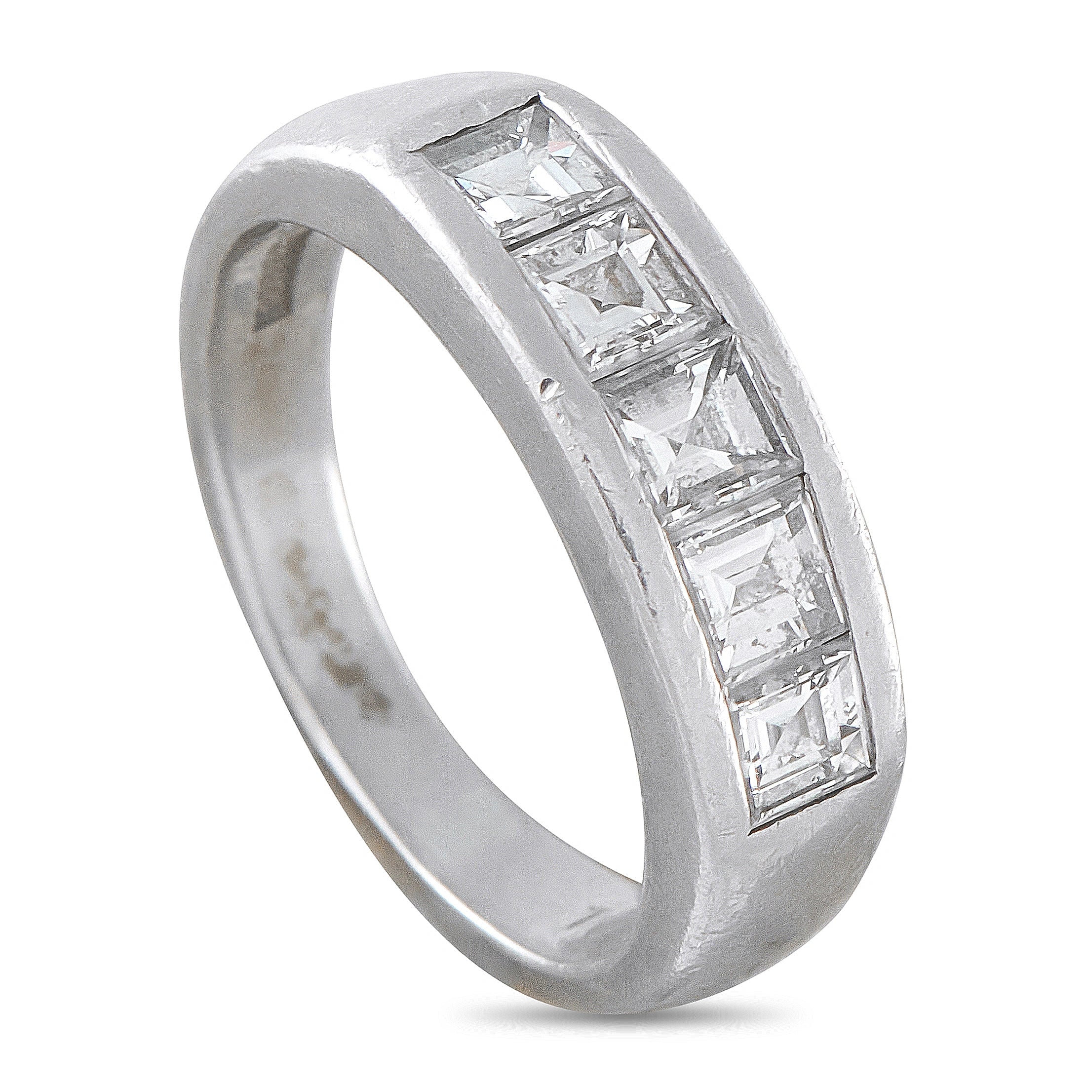 Platinum 1.0ct Diamond Square-Cut Band
