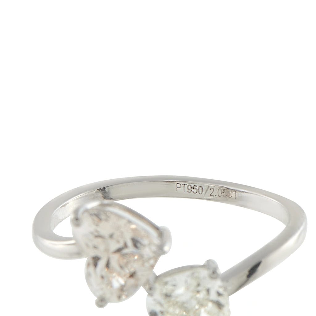 Platinum toi et moi diamond ring with PT950 hallmark and side engraving