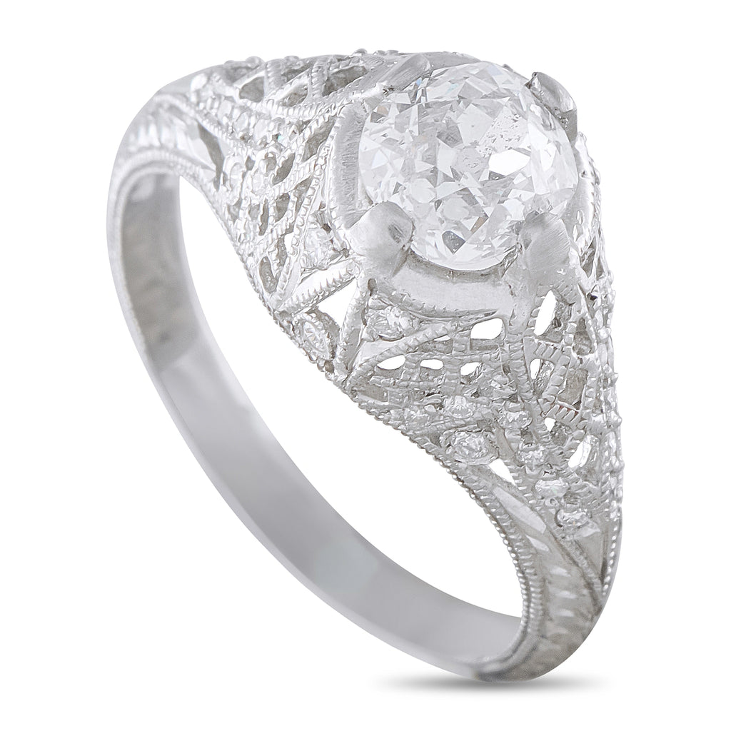 Antique Platinum 0.93ct Diamond Ring