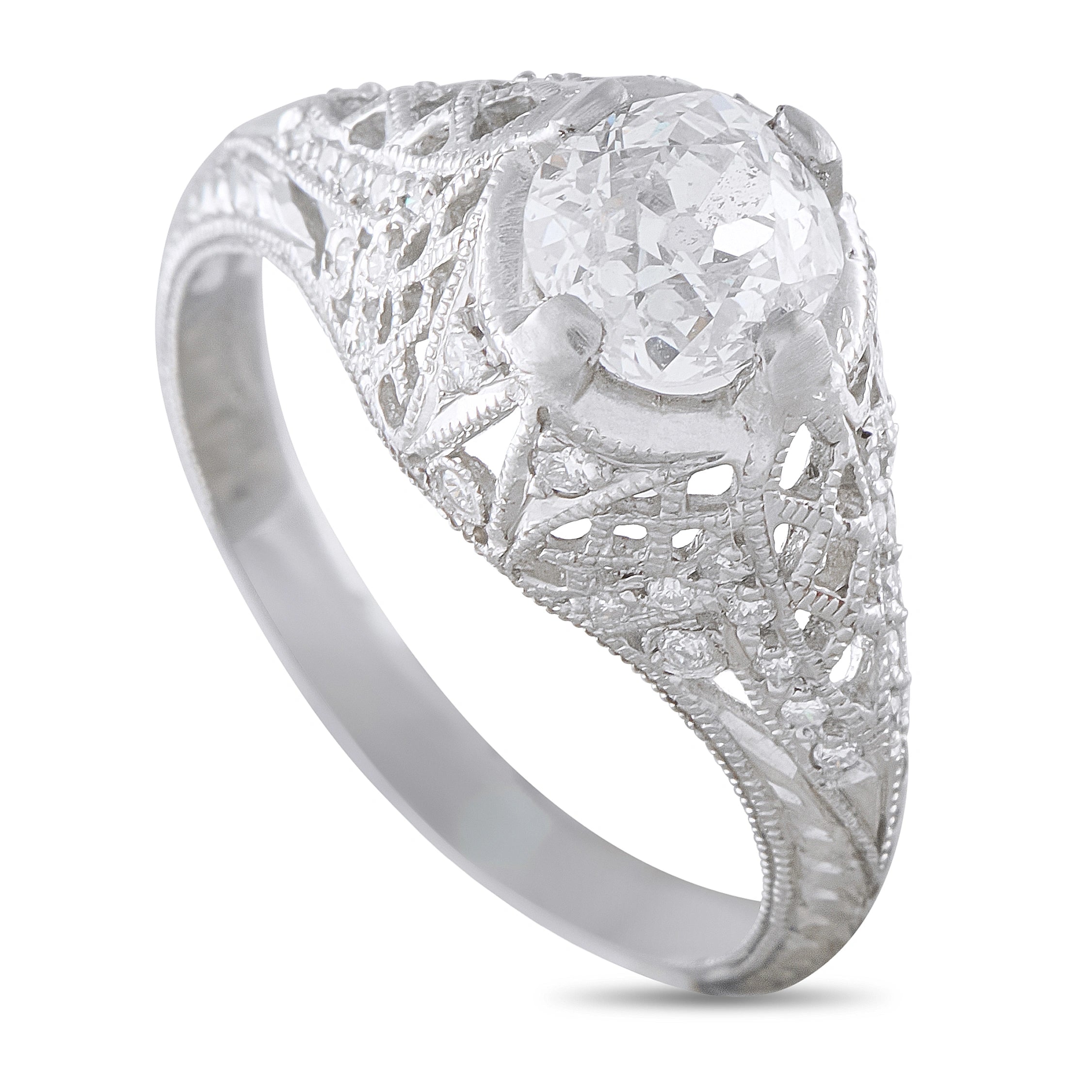Antique Platinum 0.93ct Diamond Ring