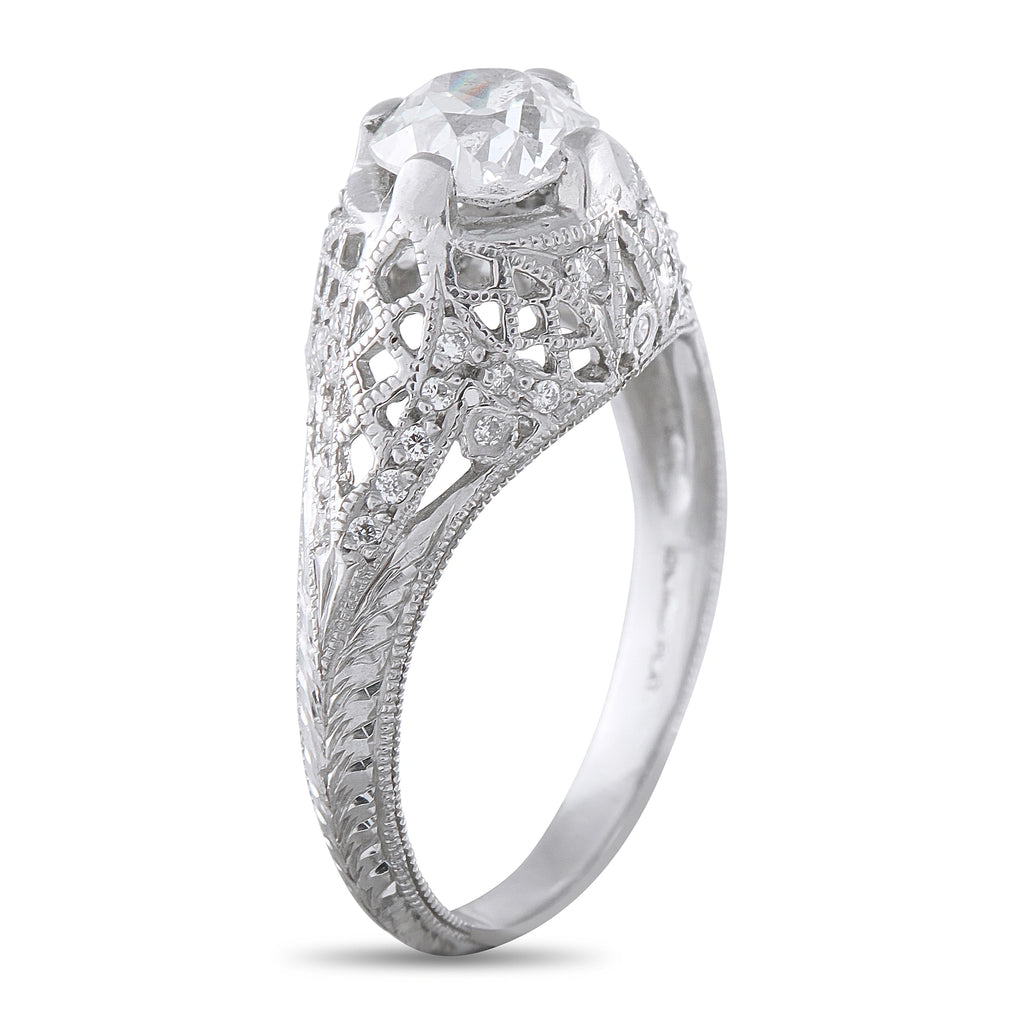 Antique Platinum 0.93ct Diamond Ring